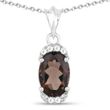 2.02 ct. Genuine Smoky Quartz and White Topaz .925 Sterling Silver Pendant