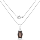 2.02 ct. Genuine Smoky Quartz and White Topaz .925 Sterling Silver Pendant