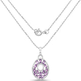 3.29 Carat Genuine Amethyst and White Diamond .925 Sterling Silver Pendant