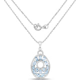 4.04 Carat Genuine Blue Topaz and White Diamond .925 Sterling Silver Pendant