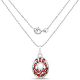 4.08 Carat Genuine Garnet and White Diamond .925 Sterling Silver Pendant