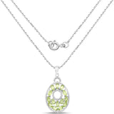 3.58 Carat Genuine Peridot and White Diamond .925 Sterling Silver Pendant