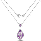 4.44 Carat Genuine Amethyst and White Diamond .925 Sterling Silver Pendant