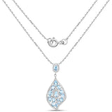 6.24 Carat Genuine Blue Topaz and White Diamond .925 Sterling Silver Pendant