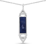 2.12 Carat Genuine Blue Aventurine and White Topaz .925 Sterling Silver Pendant