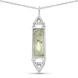 2.45 Carat Genuine Prehnite and White Topaz .925 Sterling Silver Pendant