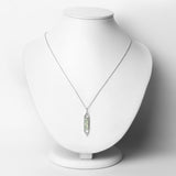 2.45 Carat Genuine Prehnite and White Topaz .925 Sterling Silver Pendant