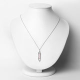 2.40 Carat Genuine Rose Quartz and White Topaz .925 Sterling Silver NeckPendantlace