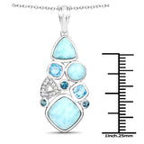 5.56 Carat Genuine Muti Stone .925 Sterling Silver Pendant