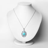 9.59 Carat Genuine Turquoise, Blue Topaz and White Zircon .925 Sterling Silver Pendant