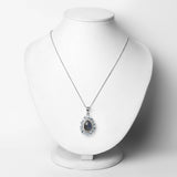 7.93 Carat Genuine Labradorite, Blue Topaz and White Zircon .925 Sterling Silver Pendant