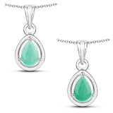 0.62 Carat Genuine Emerald .925 Sterling Silver Pendant