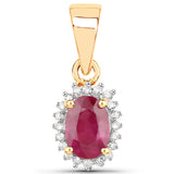 0.62 ct. Genuine Ruby and White Diamond 14K Yellow Gold Pendant