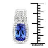 14K White Gold 3.42 ct. Genuine Tanzanite and White Diamond Pendant
