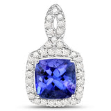 14K White Gold 2.47 ct. Genuine Tanzanite and White Diamond Pendant
