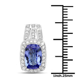14K White Gold 2.31 Carat Genuine Tanzanite and White Diamond Pendant
