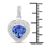 14K White Gold 2.78 ct. Genuine Tanzanite and White Diamond Pendant