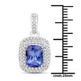 14K White Gold 2.72 ct. Genuine Tanzanite and White Diamond Pendant