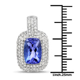 14K White Gold 2.97 ct. Genuine Tanzanite and White Diamond Pendant