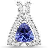 14K White Gold 1.98 Carat Genuine Tanzanite and White Diamond Pendant
