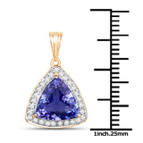 14K Yellow Gold 2.83 Carat Genuine Tanzanite and White Diamond Pendant