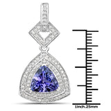 14K White Gold 3.27 Carat Genuine Tanzanite and White Diamond Pendant