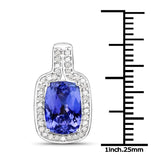 14K White Gold 2.76 Carat Genuine Tanzanite and White Diamond Pendant