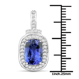 14K White Gold 2.75 ct. Genuine Tanzanite and White Diamond Pendant