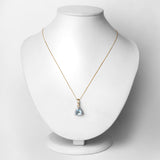 1.49 Carat Genuine Aquamarine and White Diamond 14K Yellow Gold Pendant