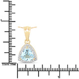 1.49 Carat Genuine Aquamarine and White Diamond 14K Yellow Gold Pendant