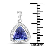 14K White Gold 2.48 Carat Genuine Tanzanite and White Diamond Pendant