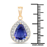 14K Yellow Gold 2.68 Carat Genuine Tanzanite and White Diamond Pendant