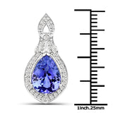 14K White Gold 2.61 ct Genuine Tanzanite White Diamond Pendant
