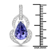 14K White Gold 3.22 ct. Genuine Tanzanite and White Diamond Pendant