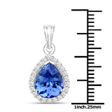 14K White Gold 2.47 ct Genuine Tanzanite White Diamond Pendant