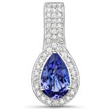 14K White Gold 2.18 ct. Genuine Tanzanite and White Diamond Pendant