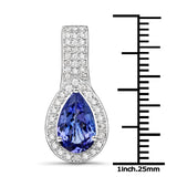 14K White Gold 2.18 ct. Genuine Tanzanite and White Diamond Pendant