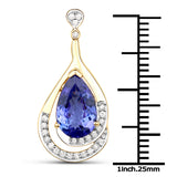 14K Yellow Gold 2.08 Carat Genuine Tanzanite and White Diamond Pendant