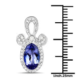 14K White Gold 2.05 Carat Genuine Tanzanite and White Diamond Pendant