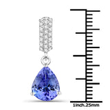 14K White Gold 2.56 Carat Genuine Tanzanite and White Diamond Pendant
