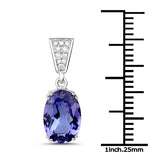 14K White Gold 2.04 ct. Genuine Tanzanite and White Diamond Pendant