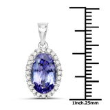 14K White Gold 2.73 Carat Genuine Tanzanite and White Diamond Pendant
