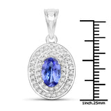 14K White Gold 1.51 Carat Genuine Tanzanite and White Diamond Pendant