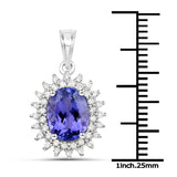 14K White Gold 2.84 Carat Genuine Tanzanite and White Diamond Pendant