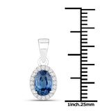 1.03 Carat Genuine Blue Sapphire and White Diamond 14K White Gold Pendant
