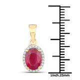 1.66 Carat Genuine Ruby and White Diamond 14K Yellow Gold Pendant