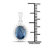 2.39 Carat Genuine Blue Sapphire and White Diamond 14K Gold Pendant