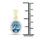 2.44 Carat Genuine Blue Sapphire and White Diamond 14K White Gold Pendant