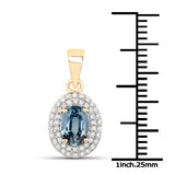 1.02 Carat Genuine Blue Sapphire and White Diamond 14k Gold Pendant