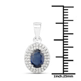1.11 Carat Genuine Blue Sapphire and White Diamond 14K Gold Pendant